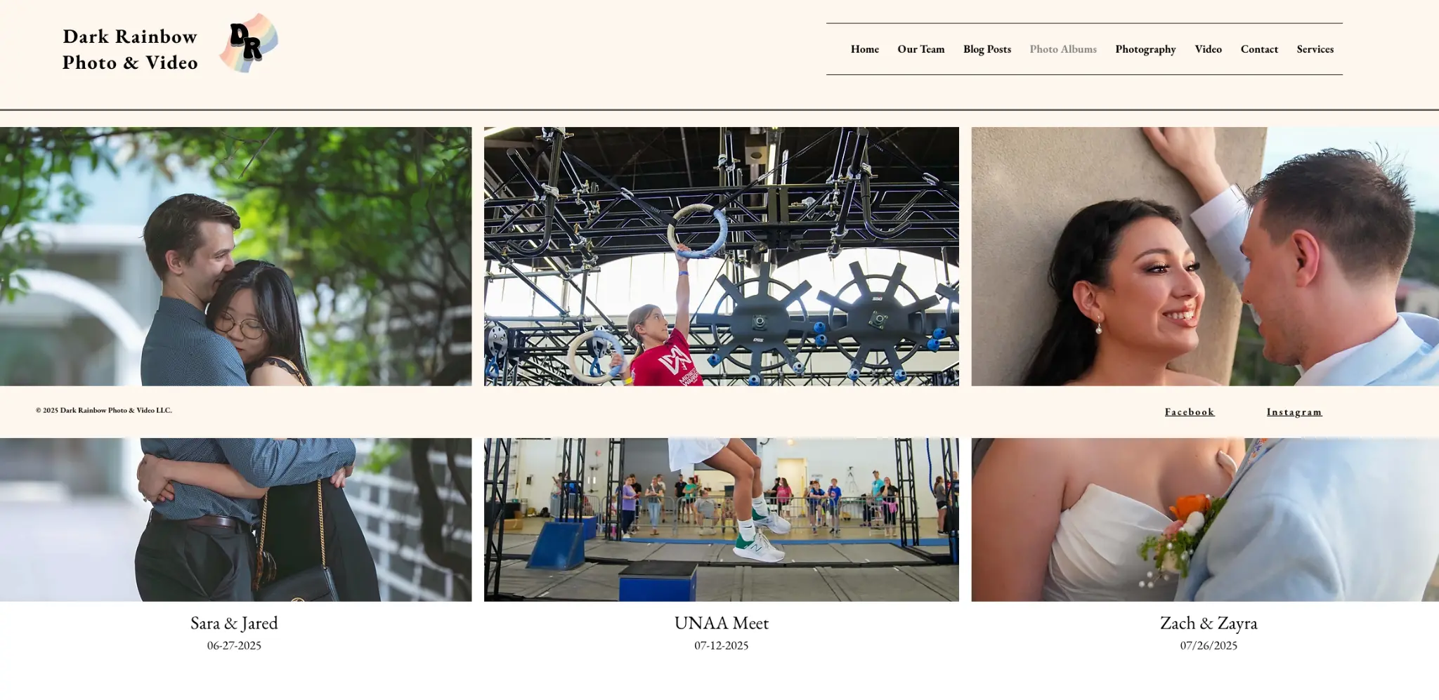Previous Dark Rainbow public portfolio grid featuring photo and video projects