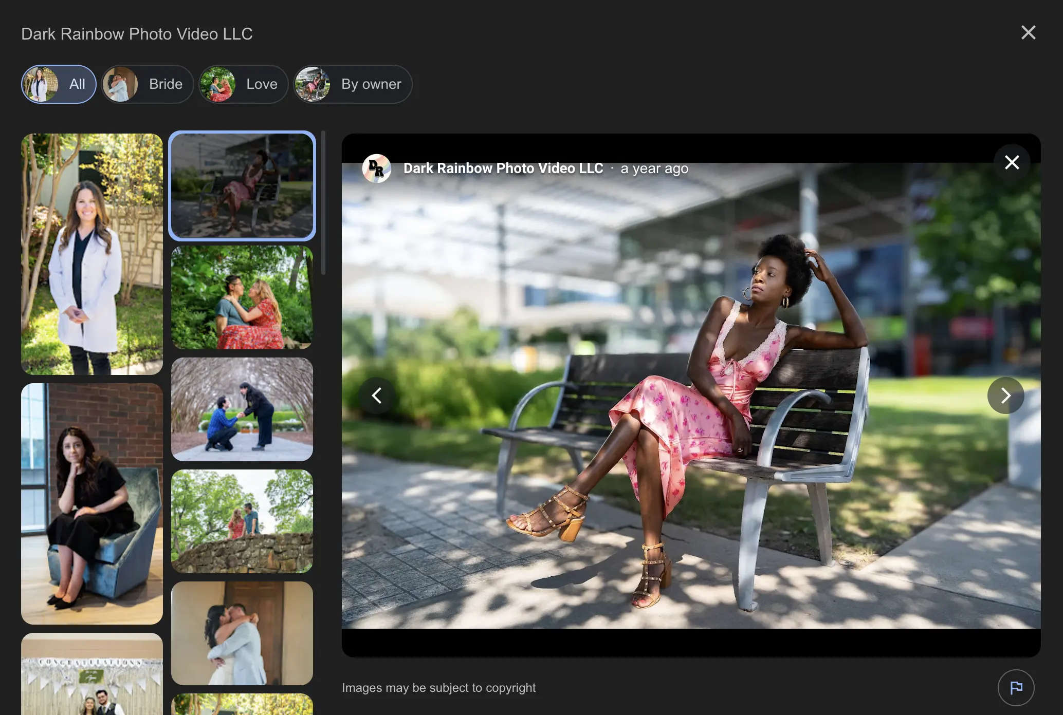 Photo grid on a Google Business Profile the author manages, showing thirty real photos added over time.